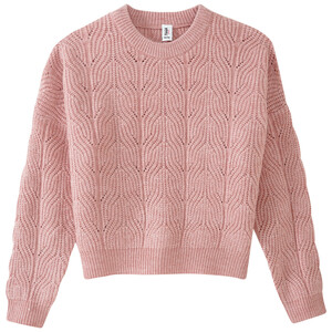 Mädchen Strickpullover mit Zopfmuster ROSA