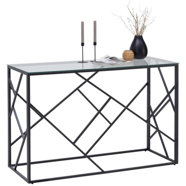 Bild 1 von Xora Konsolentisch, Klar, Schwarz, Metall, Glas, rechteckig, eckig, Gittergestell, 45x77 cm, Bsci, Wohnzimmer, Wohnzimmertische, Konsolentische