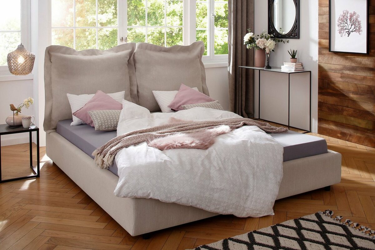 Bild 1 von Home affaire Polsterbett Lodano, in Hussen-Optik und besonderem Design, Beige|braun