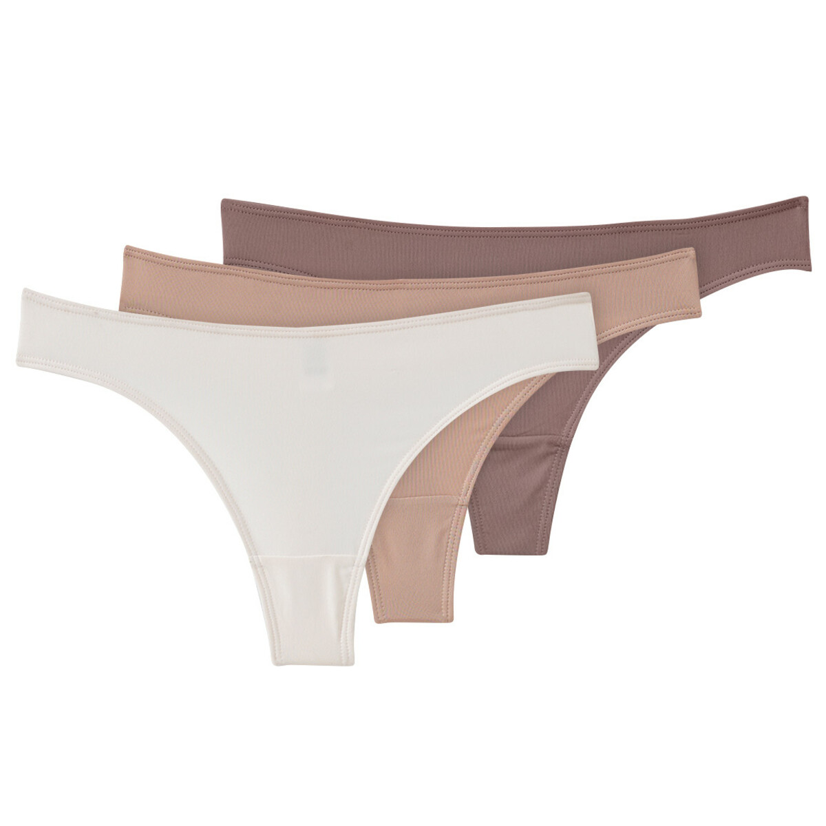 3 Damen Strings in verschiedenen Farben CREME / HELLBEIGE / HELLBRAUN