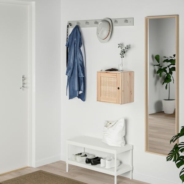 Bild 3 von VÄLJARE  Schrank mit Tür, Kiefer/geflochtene Pappel 35x25x35 cm