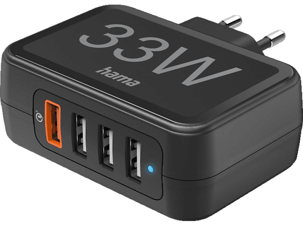 Bild 1 von HAMA USB-A 4 Port Schnellladegerät Universal 33 Watt, Schwarz