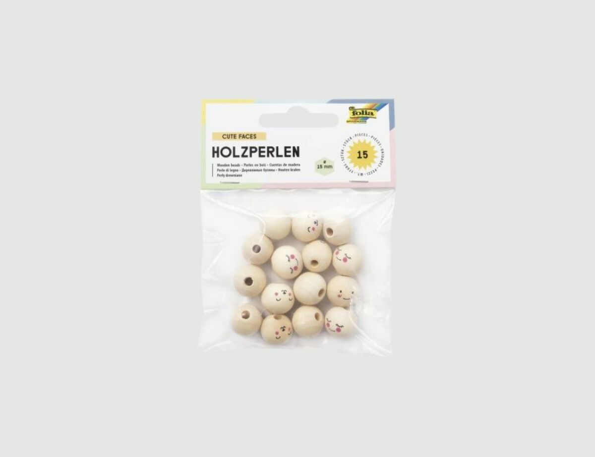 Bild 1 von Holzperlen Cute Faces 15 Stück