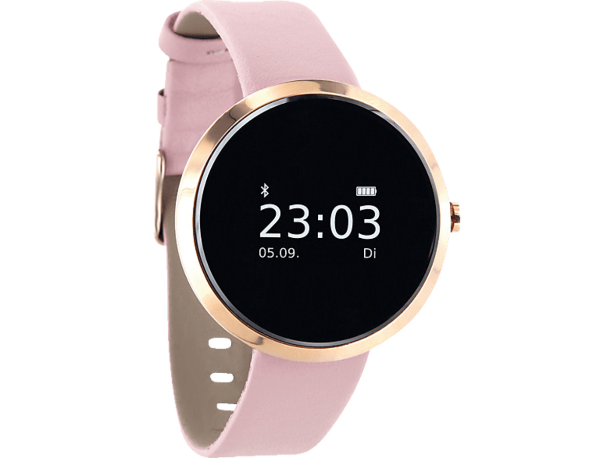 Bild 1 von X-WATCH PRO SIONA XW FIT (54010) Smartwatch Metall Echtleder, 185 mm x 18 mm, Gehäuse: Roségold/Armband: Light Rose