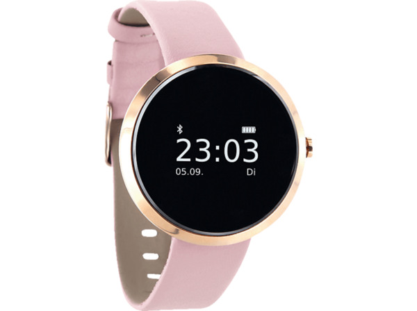 Bild 1 von X-WATCH PRO SIONA XW FIT (54010) Smartwatch Metall Echtleder, 185 mm x 18 mm, Gehäuse: Roségold/Armband: Light Rose