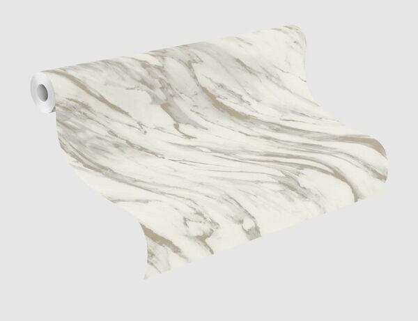 Bild 2 von Papiertapete Marmor Grau, Gold