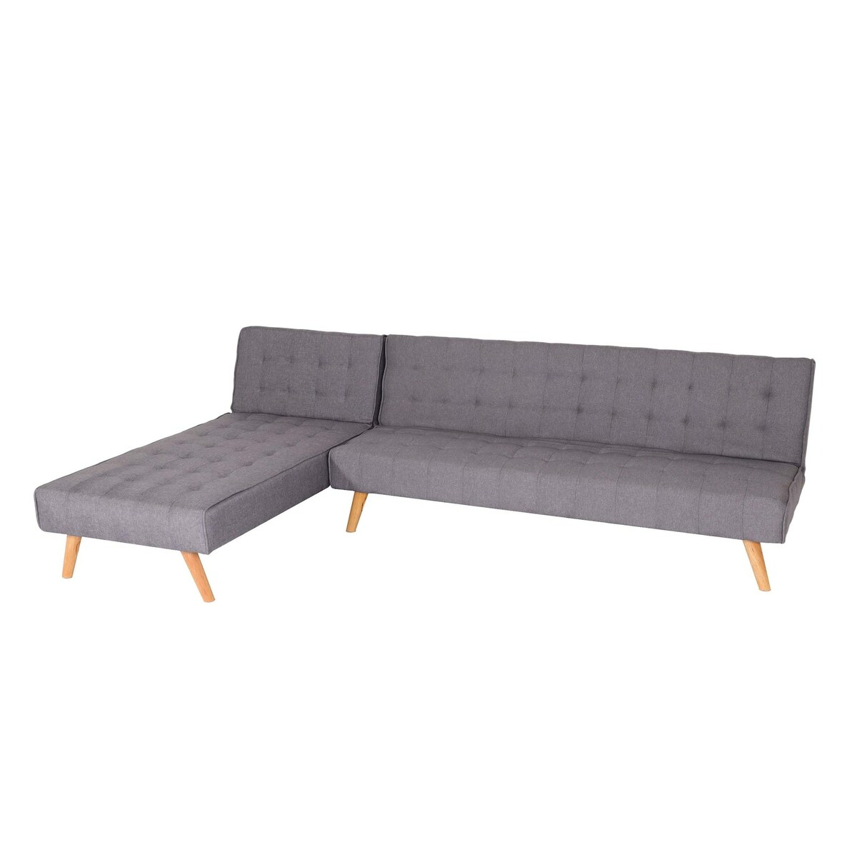Bild 1 von Ecksofa MCW-K38, Sofa Klappsofa, Liegefläche links/rechts, Stoff/Textil Massivholz MVG zertifiziert 256cm ~ hellgrau