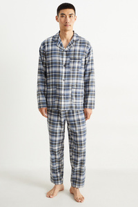 C&A Flanell-Pyjama-kariert, Beige, Größe: S