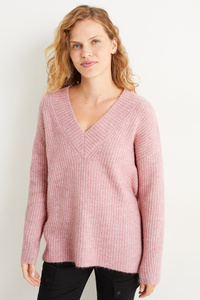 C&A Pullover mit V-Ausschnitt, Pink, Größe: XL