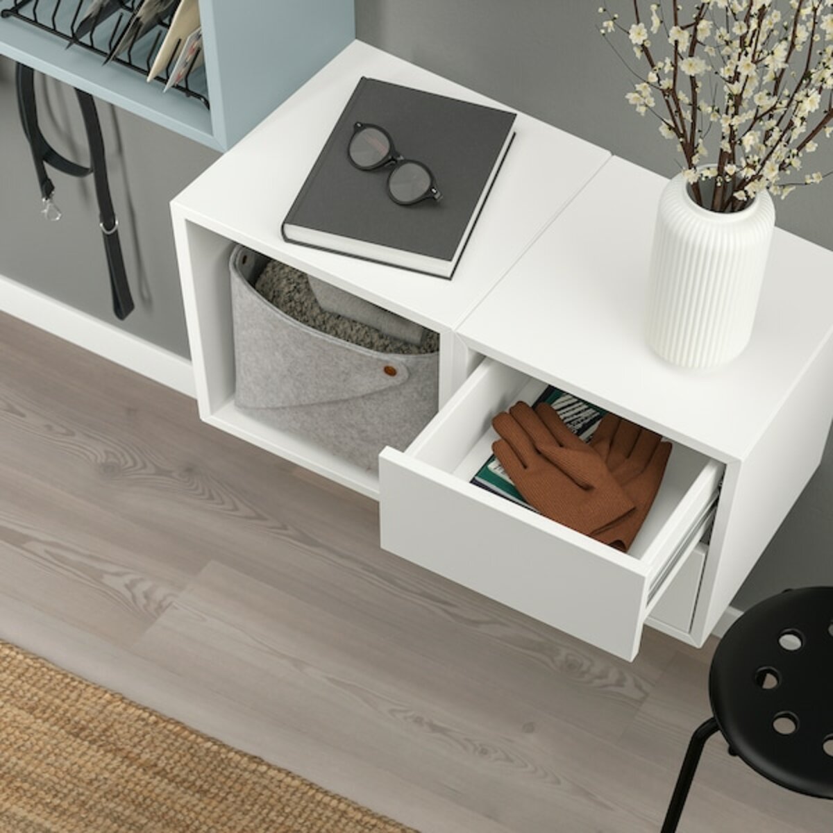 Bild 4 von EKET  Aufbewahrungskomb. wandmont., weiß/hell graublau 105x35x70 cm