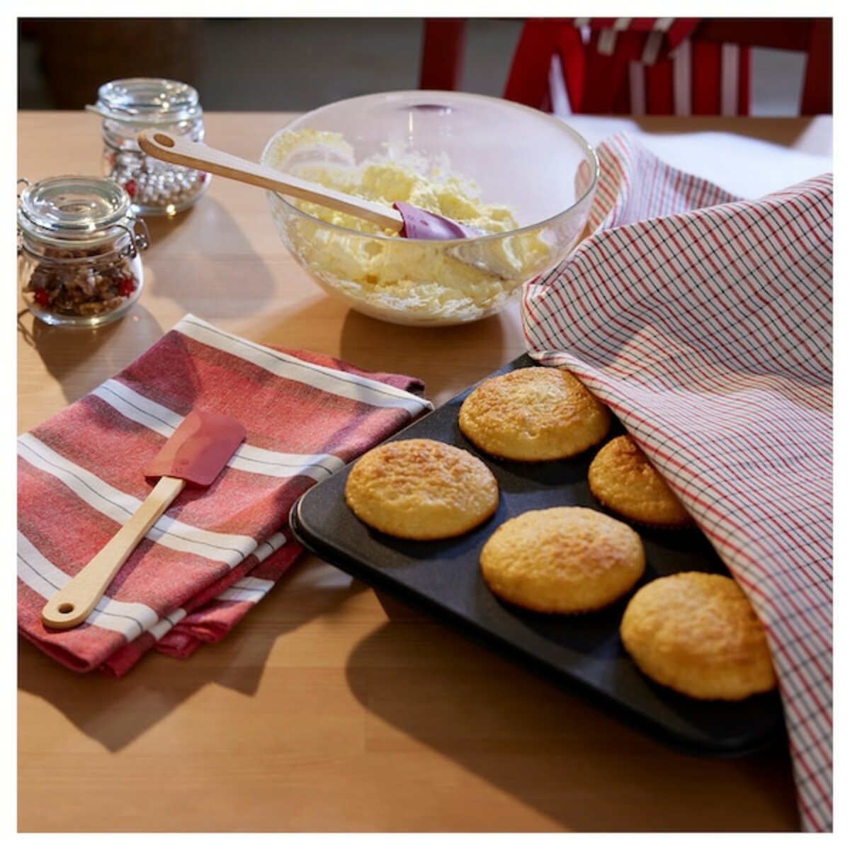 Bild 2 von VINTERFINT  Geschirrtuch, verschiedene Muster rot/weiß 50x70 cm