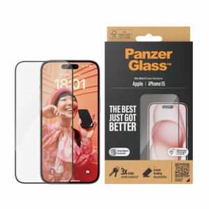 PanzerGlass™ Displayschutz iPhone 15 | Ultra-Wide Fit m. EasyAli