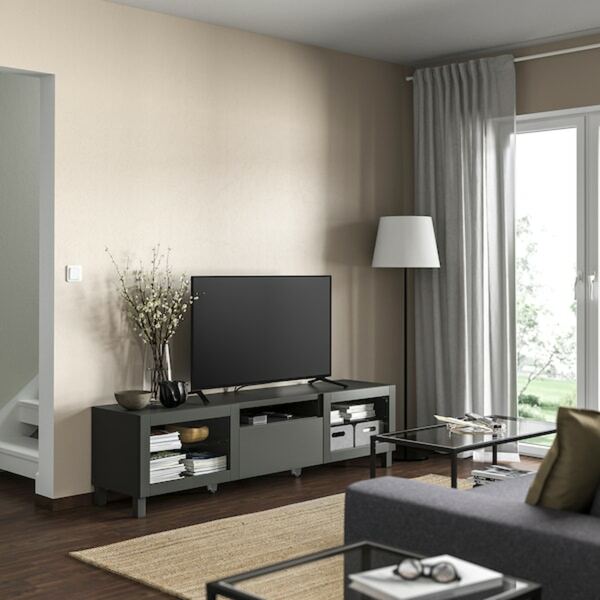 Bild 2 von BESTÅ  TV-Bank, dunkelgrau/Lappviken/Stubbarp dunkelgrau 180x42x48 cm