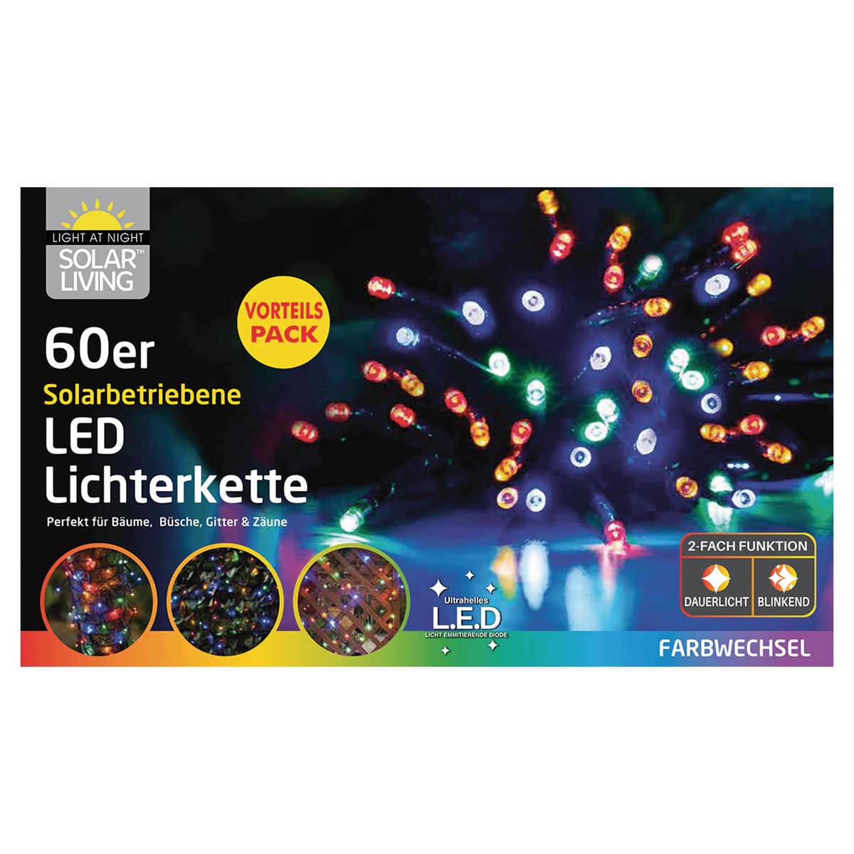Bild 1 von Lichterkette Solar 60 LED bunt