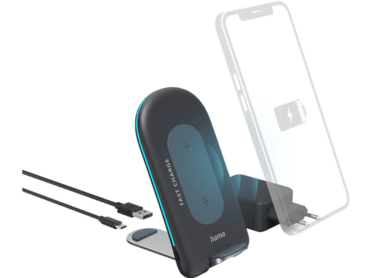 Bild 1 von HAMA Wireless Charger Set "QI-FC15S" Ladegerät Universal 15 Watt, Anthrazit
