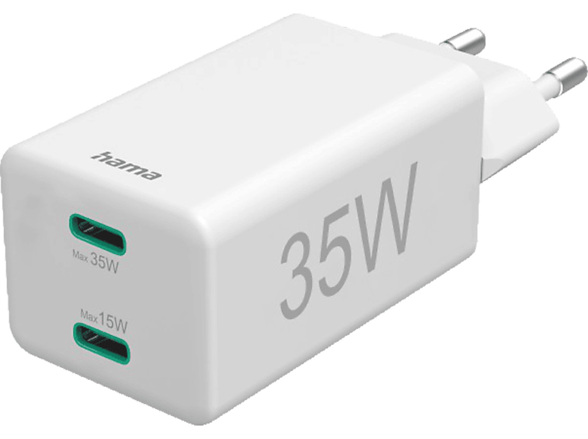 Bild 1 von HAMA 2x USB-C, PD / Qualcomm® Schnellladegerät Universal 35 Watt, Weiß