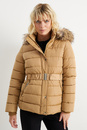 Bild 1 von C&A Steppjacke mit Kapuze und Kunstfellbesatz, Beige, Größe: 50