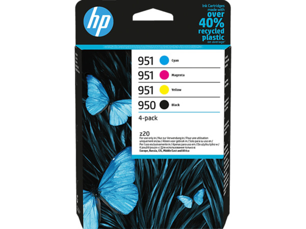 Bild 1 von HP 950/1 4er Pack Tintenpatrone Schwarz, Cyan, Magenta, Gelb (6ZC65AE)