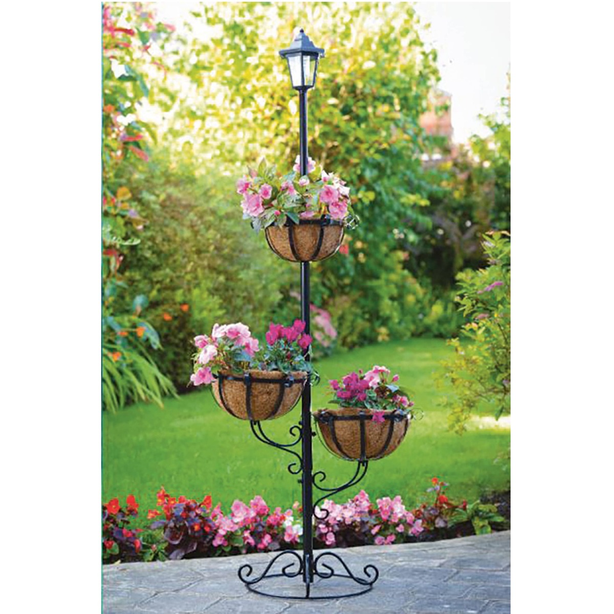 Bild 1 von Solar Gartenlaterne mit 3 Pflanzkörben H150 cm