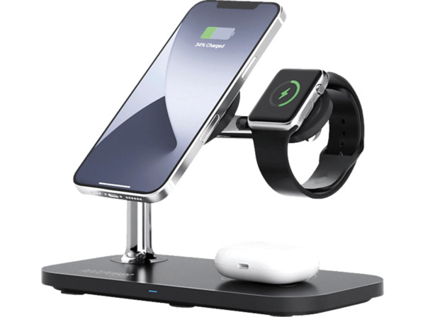 Bild 1 von REALPOWER RealPower ChargeAIR Mag Wireless Charger Apple Ladebereich Smartphone:15 Watt max., Watch: 3 Ladebereicht AirPods: max, Schwarz