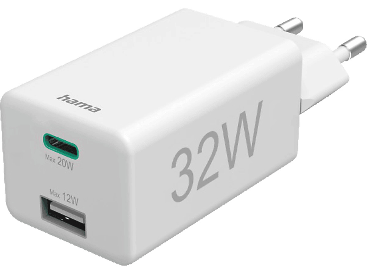 Bild 1 von HAMA USB-C, 1x USB-A, PD / Qualcomm® Schnellladegerät Universal, Weiß