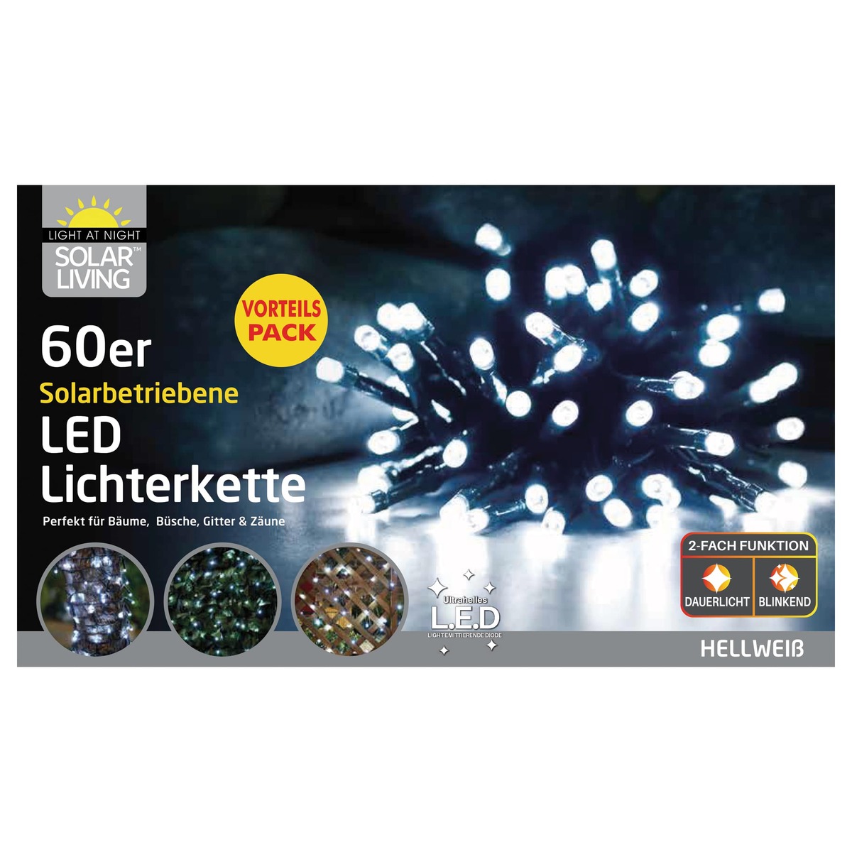 Bild 1 von Lichterkette Solar 60 LED weiß L8m