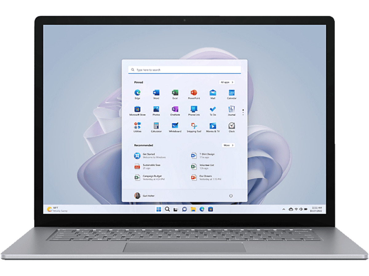 Bild 1 von MICROSOFT Surface Laptop 5, Notebook mit 15 Zoll Display Touchscreen, Intel® Core™ i7 Prozessor, 16 GB RAM, 512 SSD, Intel Iris® Xe, Platin