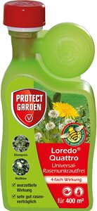 PROTECT GARDEN Universal-Rasenunkrautfrei Loredo Quattro, Rasen Unkrautvernichter gegen hartnäckige Unkräuter mit 4-fach Wirkung, 400 ml