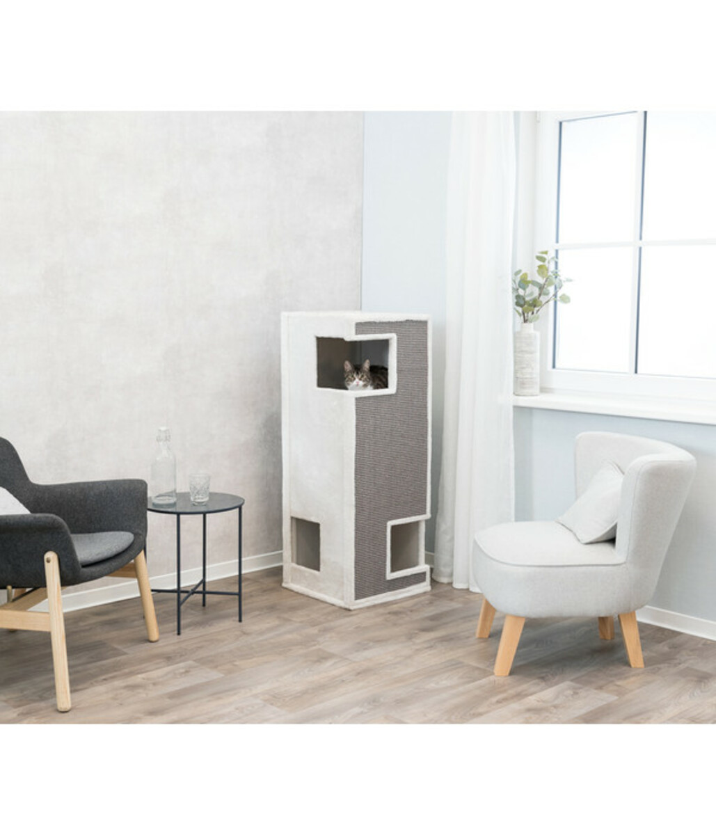 Bild 2 von Trixie Kratzturm Cat Tower Gerardo, weiß/grau, ca. B38/H100/T38 cm