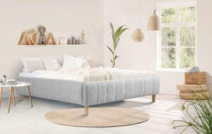 Andas Polsterbett Tarje, in 5 Breiten, auch in Überlänge 220 cm, incl. Roll-Lattenrost, Grau