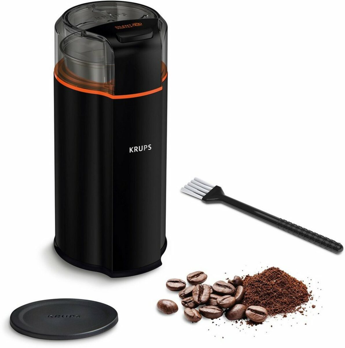 Bild 1 von Krups Kaffeemühle GX3328 Silent Vortex, 175 W, Schlagmesser, 90 g Bohnenbehälter, leistungsstark, effizient, superleise, für 12 Tassen, 3-in-1-Mahlwerk