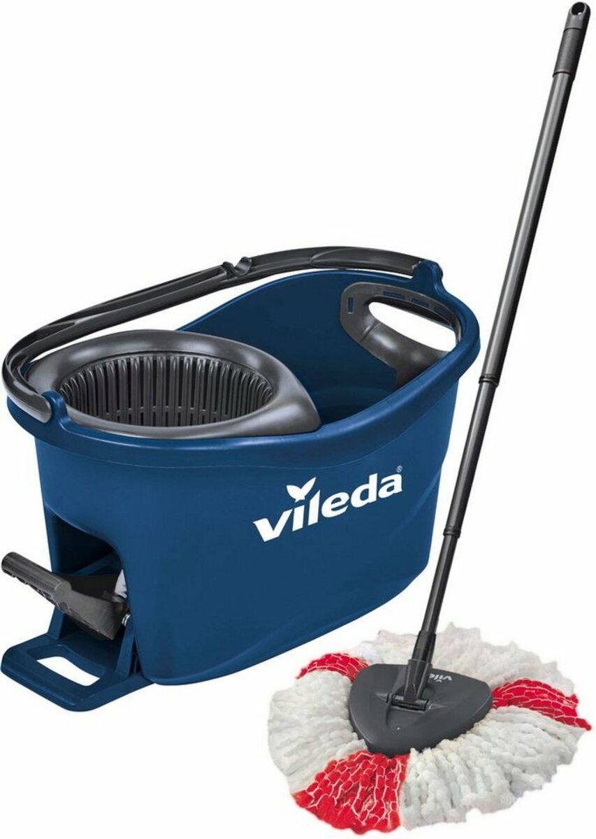 Bild 1 von Vileda Bodenwischer-Set Turbo Colors Blau (3-St., Komplettset aus Bodenwischer, Eimer und Wischmop), mit 3-teiligem Teleskopstiel, bis zu 130cm ausziehbar