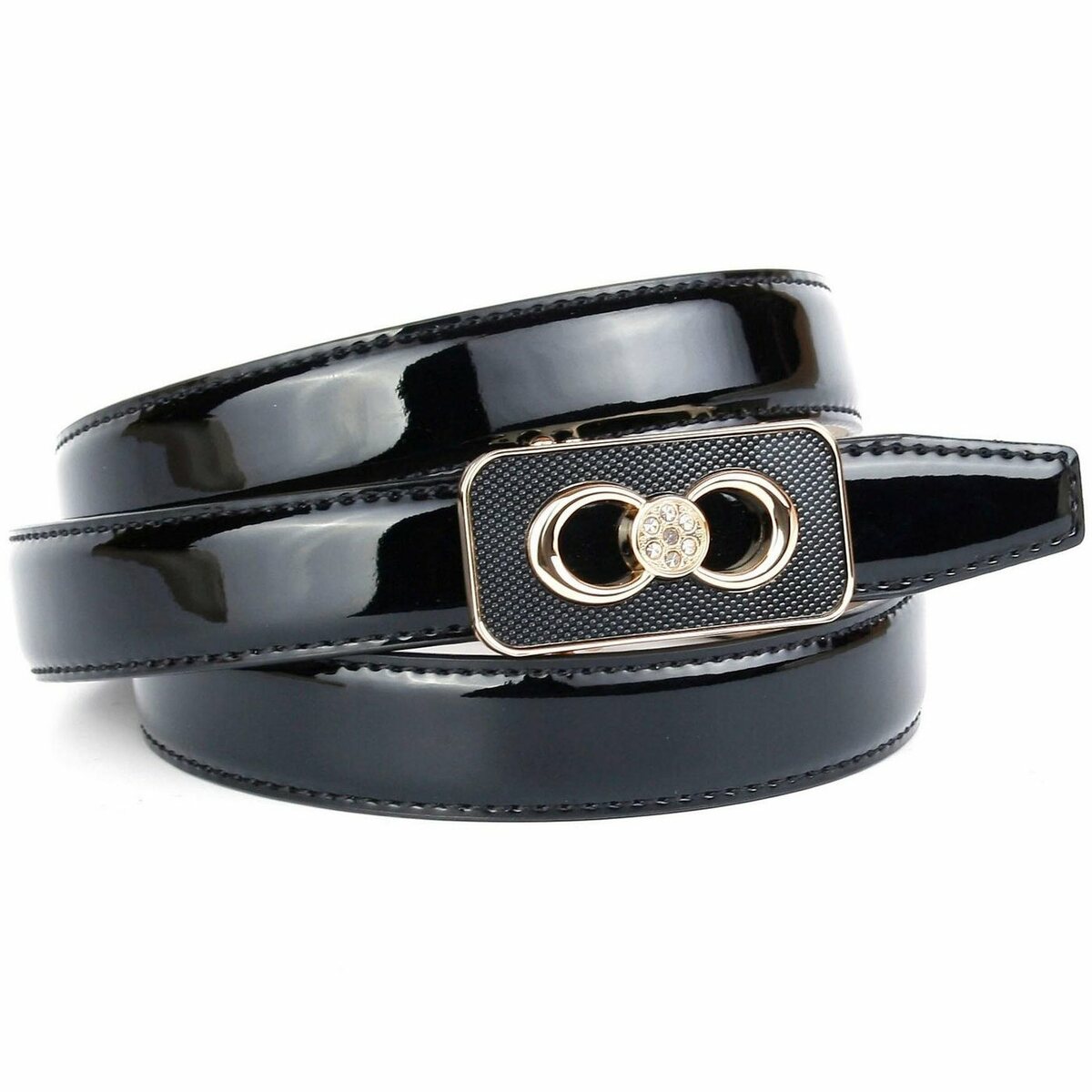 Bild 1 von Anthoni Crown Ledergürtel Traumhafter Automatik Lackgürtel, Schließe mit Glitzersteinen