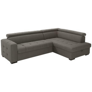 Livetastic Eckschlafsofa, Graphit, Textil, Buche, massiv, Uni, 4-Sitzer, 272x187 cm, Bettfunktion erhältlich, Rücken echt, Armteil links, rechts, Wohnzimmer, Sofas & Couches, Wohnlandschaften