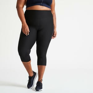 7/8-Leggings Fitness grosse Grösse mit Smartphonetasche - schwarz