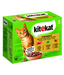 KITEKAT® Nassfutter für Katzen Multipack Jagdschmaus in Sauce, Adult, 12 x 85 g
