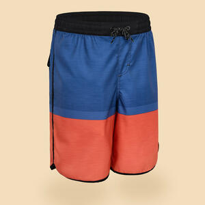 Boardshorts 500 Tween Ocean Lines Kinder blau/rot Rot