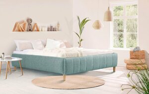 Andas Polsterbett Tarje, in 5 Breiten, auch in Überlänge 220 cm, incl. Roll-Lattenrost, Blau