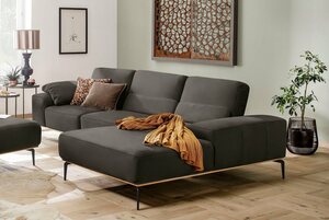 W.SCHILLIG Ecksofa run, mit Holzsockel, Füße in Schwarz pulverbeschichtet, Breite 319 cm