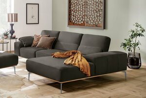 W.SCHILLIG Ecksofa run, mit elegantem Holzsockel, Füße in Silber matt, Breite 319 cm