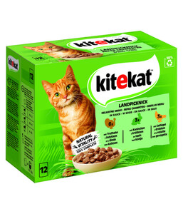 KITEKAT® Nassfutter für Katzen Multipack Landpicknick in Sauce, Adult, 12 x 85 g