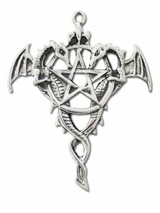 Adelia´s Amulett Anhänger Siegel der Hexerei (versilbert), Draco Pentagramm - Entdecken der Wahrhaftigkeit