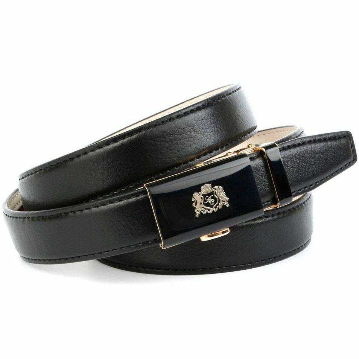 Bild 1 von Anthoni Crown Ledergürtel mit goldfarbener Glas-Schließe und Wappen