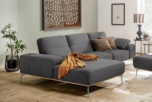 W.SCHILLIG Ecksofa run, mit elegantem Holzsockel, Füße in Chrom glänzend, Breite 299 cm