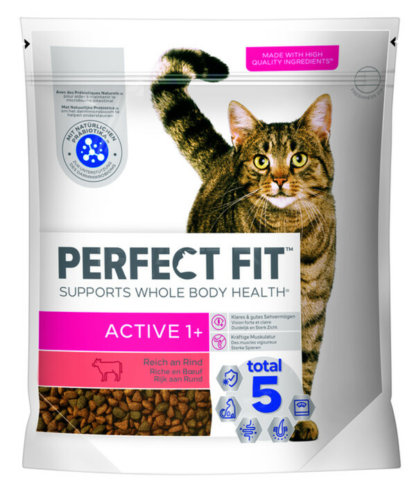 Bild 1 von Perfect Fit® Trockenfutter für Katzen Active, Adult 1+, Rind, 5 x 1,4 kg
