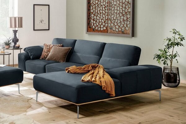 Bild 1 von W.SCHILLIG Ecksofa run, mit elegantem Holzsockel, Füße in Chrom glänzend, Breite 319 cm