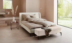 LeGer Home by Lena Gercke Bettbank Mayra, Inkl. Stauraum, frei im Raum stellbar, Beige