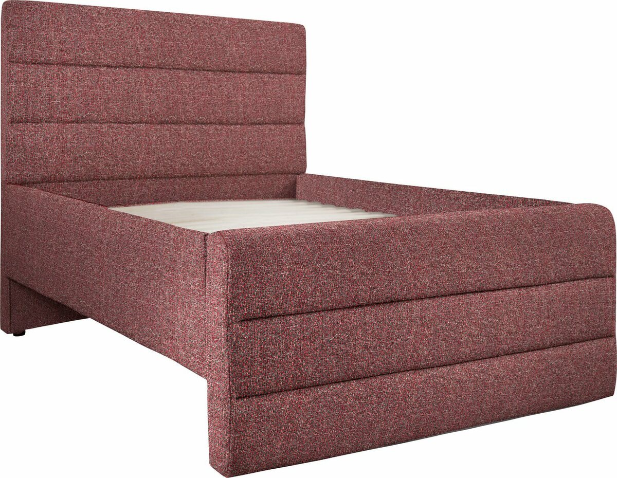 Bild 1 von OTTO products Polsterbett Merrit, Quernaht im Kopf- und Fußteil, in 5 Breiten, auch in 220 cm Länge, Grau|rot
