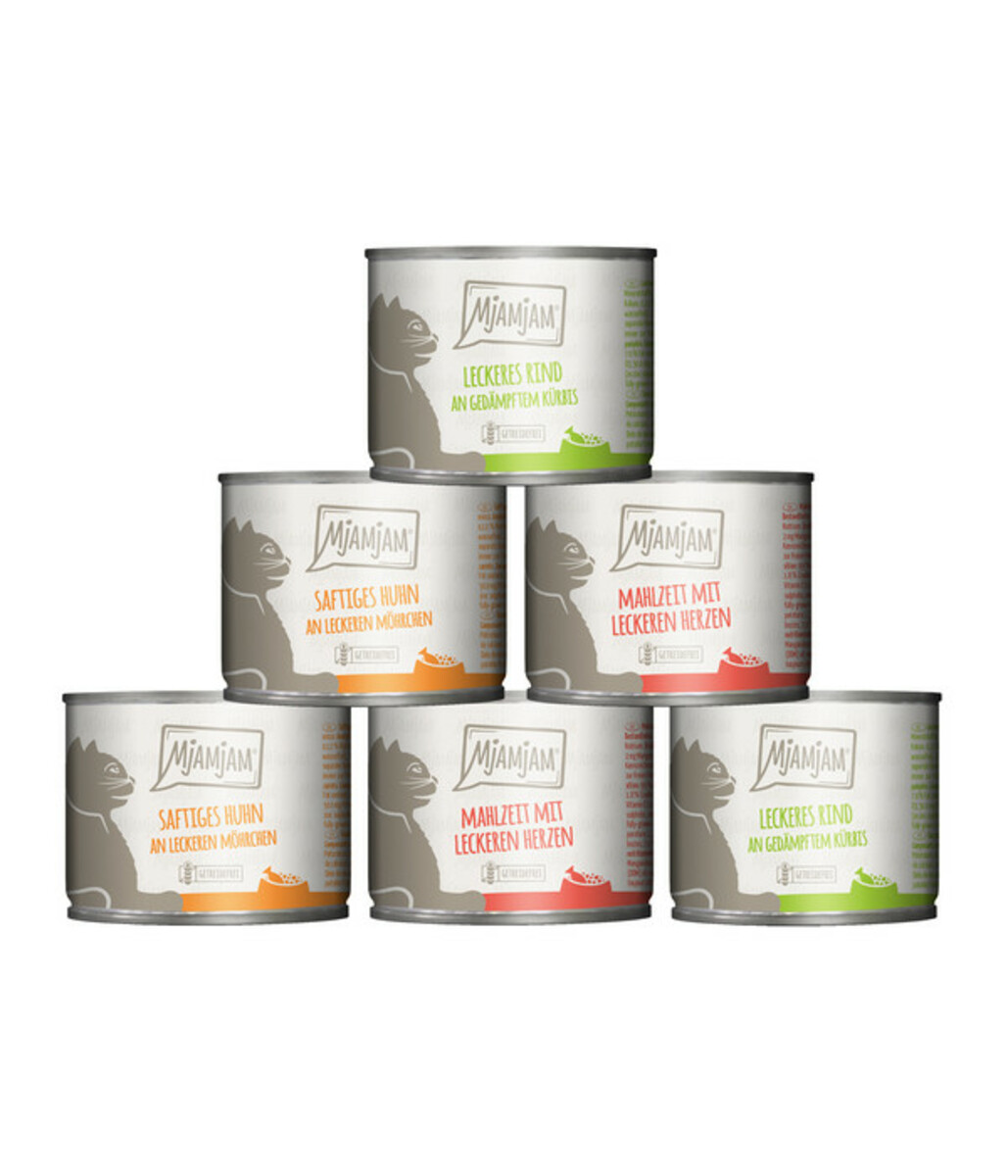 Bild 1 von MjAMjAM® Nassfutter für Katzen leckere Mahlzeiten Mixpaket I, Adult, 6 x 200 g