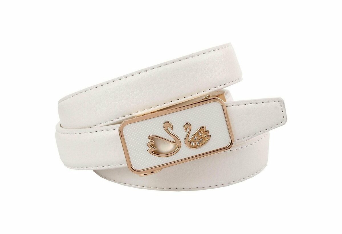 Bild 1 von Anthoni Crown Ledergürtel Traumhafter Automatik Gürtel in weiß mit Schwänen